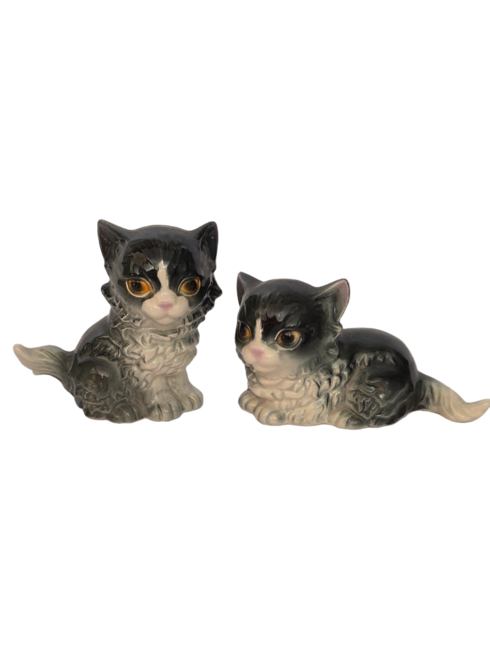 Vintage Goebel Porcelain Tuxedo Cat Figurines Pair 31019 & 31020 West Germany